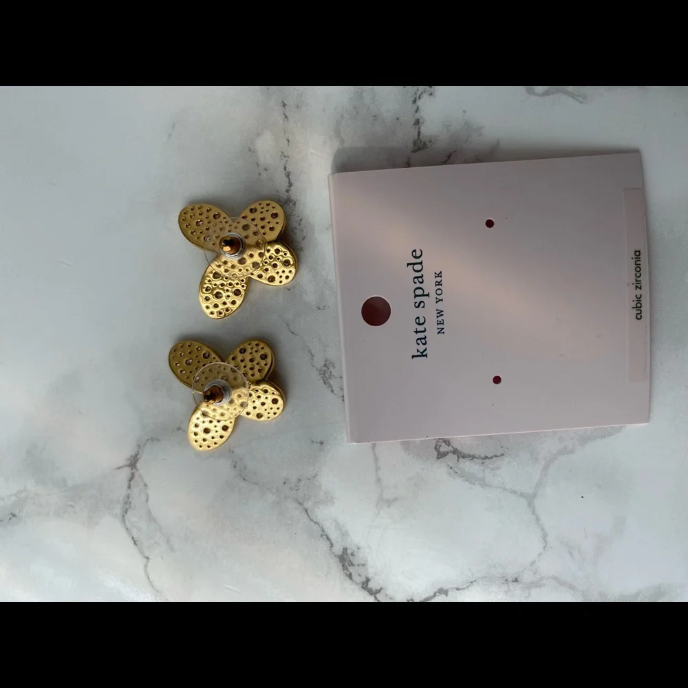 Kate Spade In a Flutter Butterfly Stud Earrings. Cubic Zirconia. Large. NWT . - Picture 4 of 5